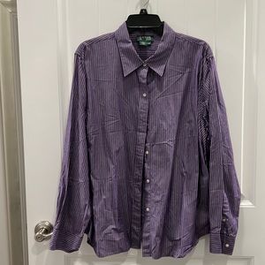 Ralph Lauren Purple Pin Striped Shirt aside 3X